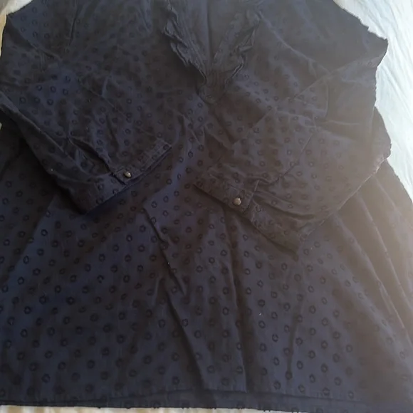 Talbots Midnight Blue Textured Top with Ruffles - Picture 6 of 6